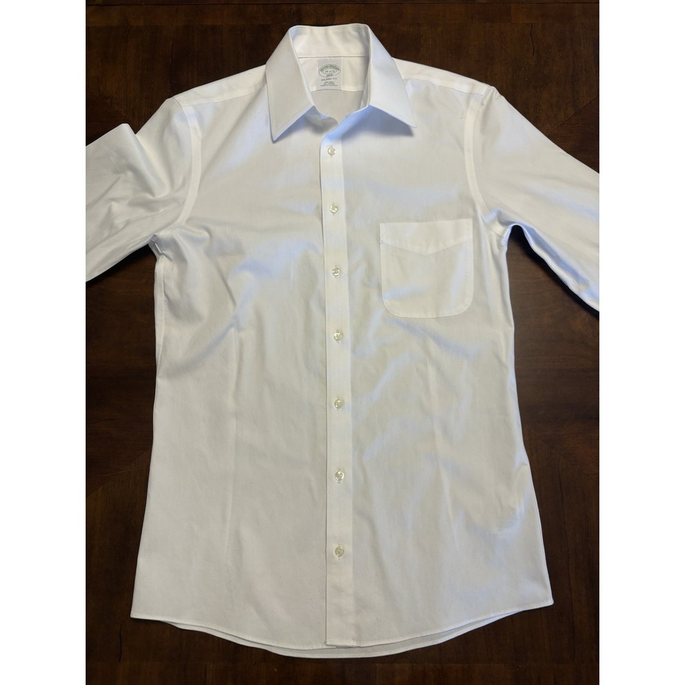 Brooks Brothers Milano Fit White Dress Shirt Non Iron Cotton Button Up Classic